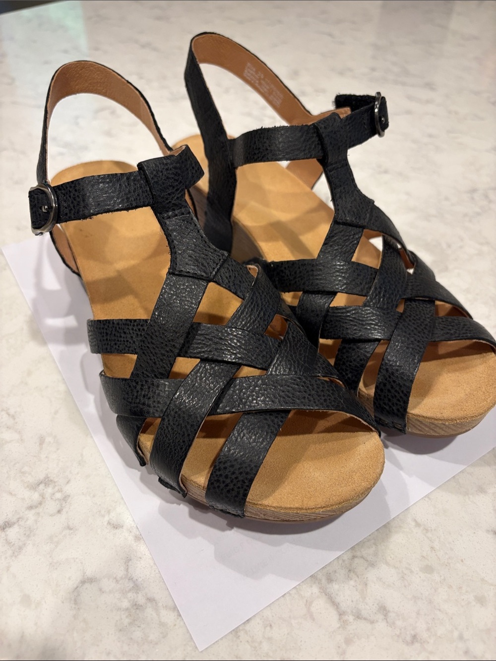 Dansko Black Leather Slingback Sandals